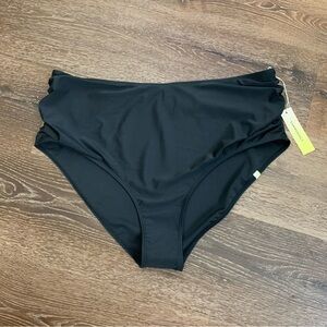 Summersalt Womens black high rise high leg ruched bikini bottom swimsuit 20